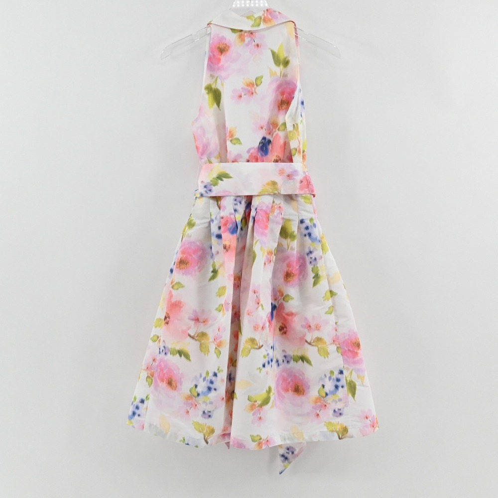 Sara‎ Campbell Floral Fit Flare Dress Womens Size 6 White Pink Watercolor Garden - Picture 3 of 13